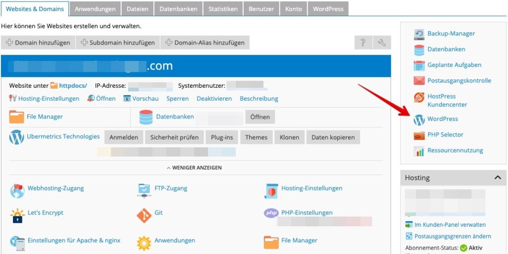 Screenshot: Das WordPress-Toolkit
