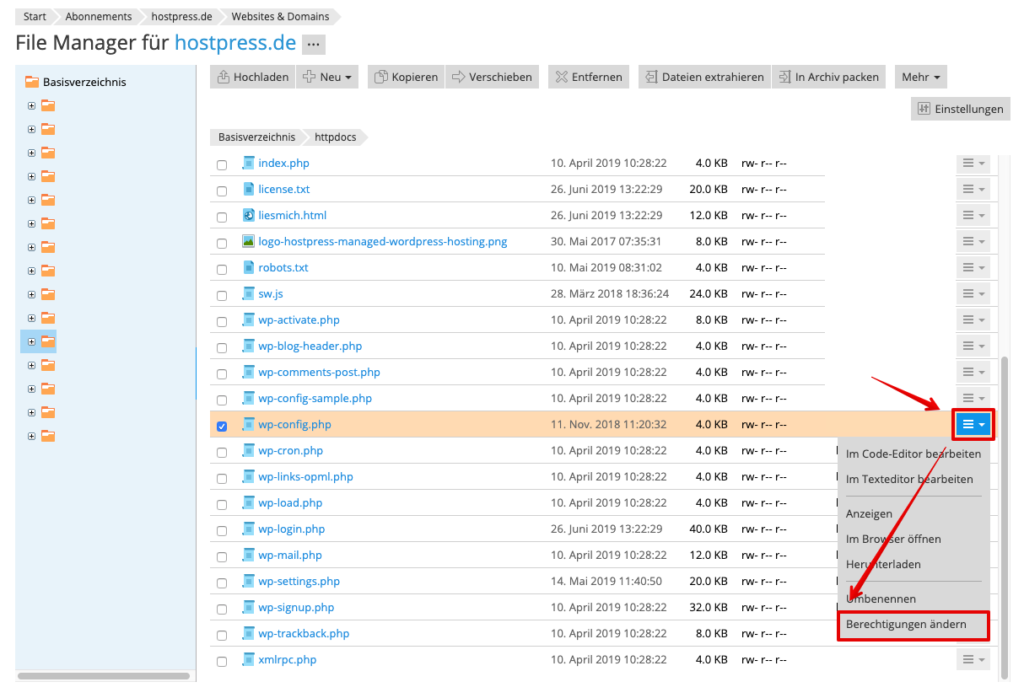Screenshot: Der Filemanager