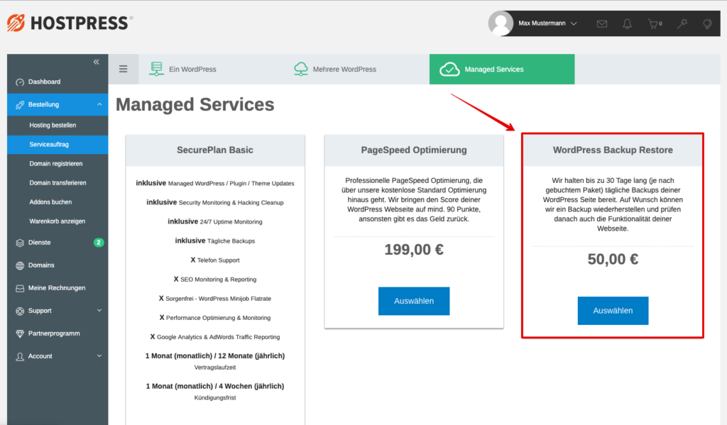 Screenshot: Serviceaufträge