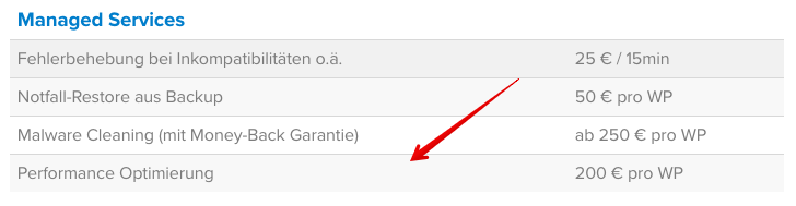 Screenshot: Performance Optimierung
