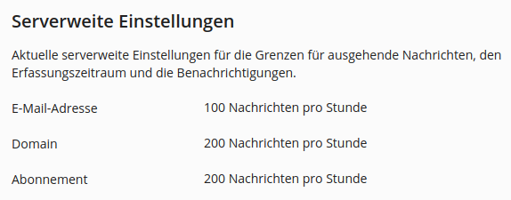 Screenshot: Limitierung