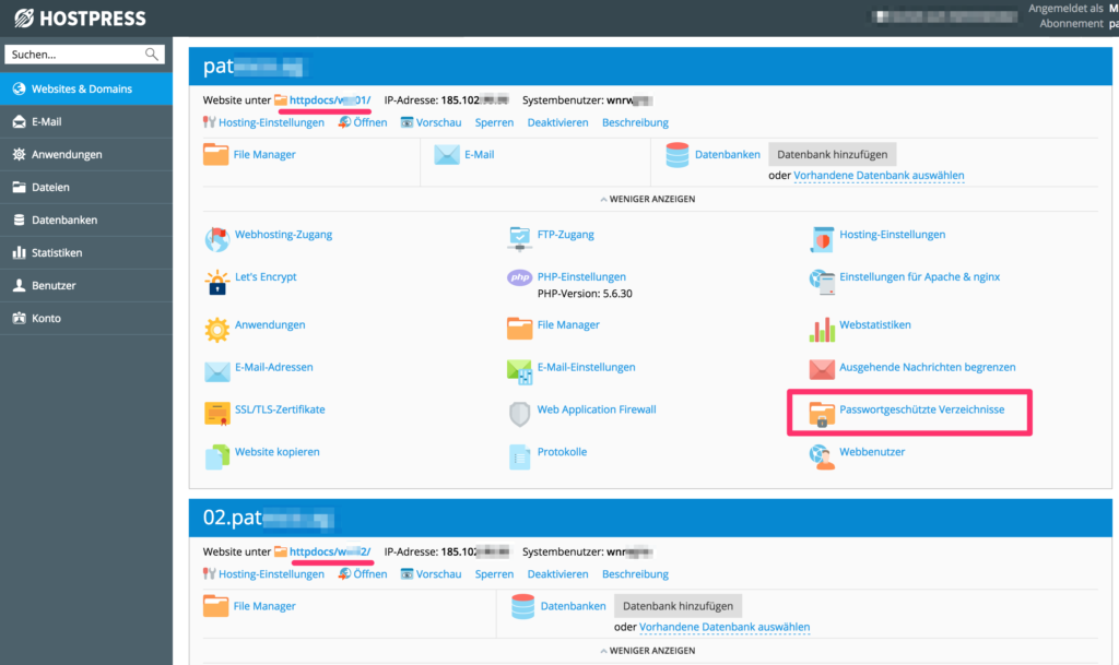 .htaccess Passwort setzten